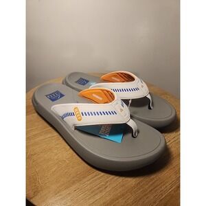 Reef Swellsole Cruiser Flip Flops Men's 10 Grey Orange White Blue NWT CJ5891